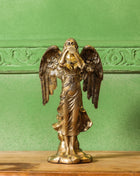 Brass Trumpet Blowing Angel Statue (10 Inch)