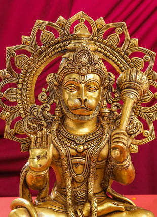 Brass Sitting Hanuman Statue (18 Inch)