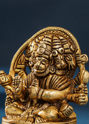 Brass Sitting Panchmukhi Hanuman Idol (3.5 Inch)