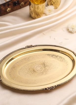 Brass Handcrafted Oval Tray (0.5 Inch)