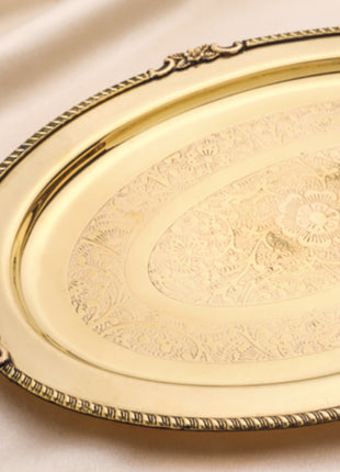 Brass Handcrafted Oval Tray (0.5 Inch)