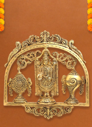 Brass Balaji Shankh Chakra Namah Wall Hanging (11 Inch)