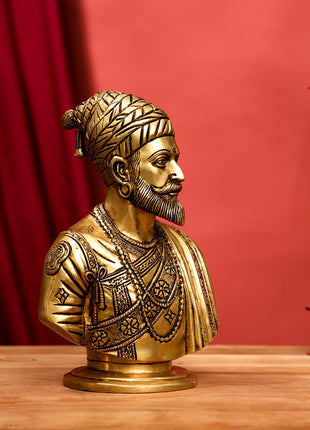Brass Chatrapati Shivaji Maharaj Bust Sculpture (7.5 Inch)