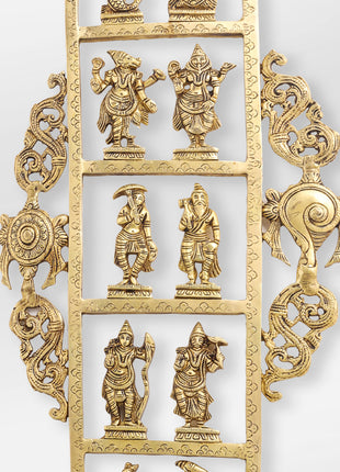 Brass Dashavatar/ Vishnu Avatar Wall Hanging (31 Inch)
