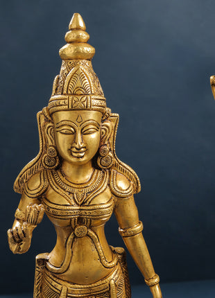 Brass Lord Murugan With Devasena And Valli Statues (25 Inch)