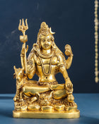Brass Shiva With Nandi Idol (9.5 Inch)