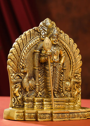Brass Lord Murugan/Kartikeya Idol (9.5 Inch)