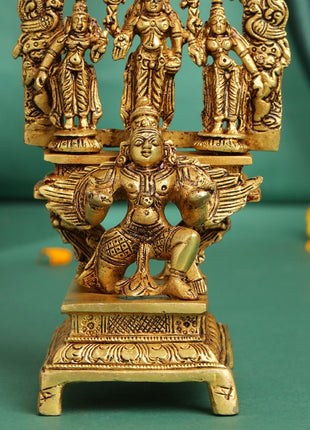 Brass Lord Balaji With Sri Devi And Bhudevi With Garud Idol (6.5 Inch)