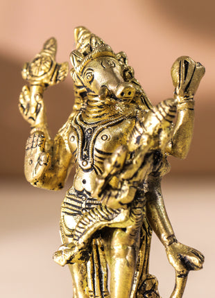 Brass Standing Varaha Lakshmi Idol (5.5 Inch)