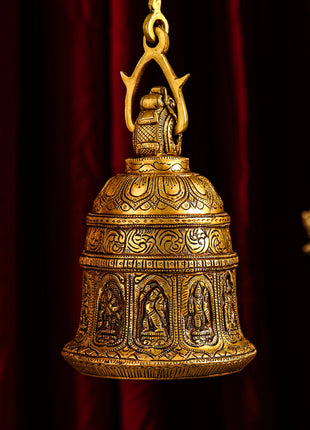 Brass Dashavatar/Vishnu Wall Hanging Bell (45 Inch)
