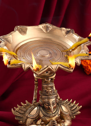 Brass Garuda Multi Wick Lamp (6.8 Inch)