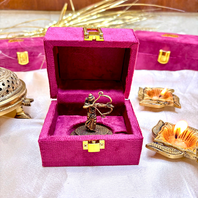Brass Handcrafted Ram Idol with Velvet Gift Box (2.5 Inch)