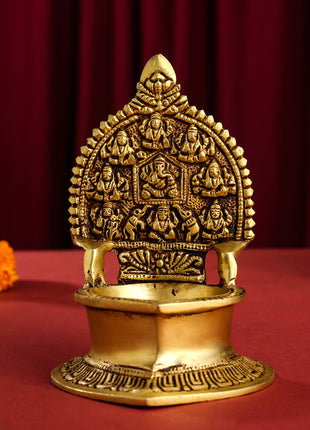 Brass Ashtalakshmi Ganesha Diya (5.2 Inch)