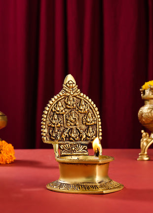Brass Ashtalakshmi Ganesha Diya (5.2 Inch)