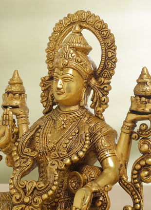 Brass Goddess Lotus Lakshmi Idol (12 Inch)