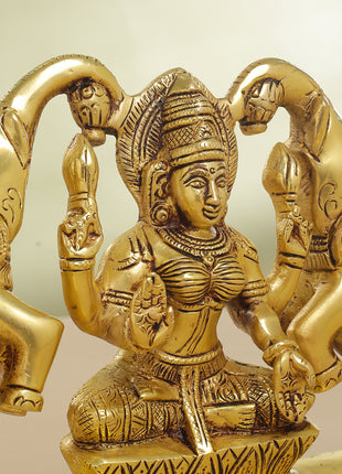 Brass Goddess Gaja Lakshmi Idol (7.5 Inch)