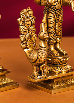 Brass Superfine Lord Murugan With Devasena And Valli Idols