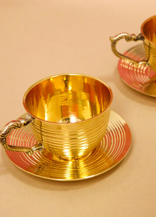 Brass Tea Cups With Saucer Set