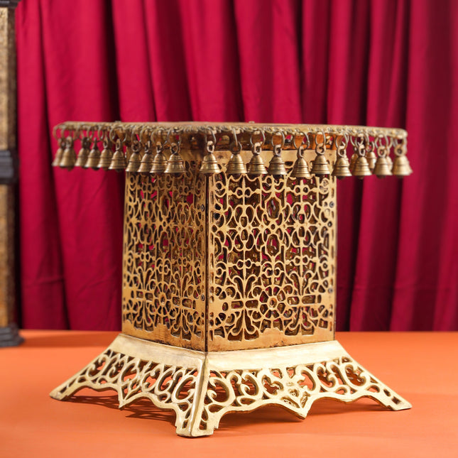 Brass Stool With Forty Hanging Bells (15.5 Inch)