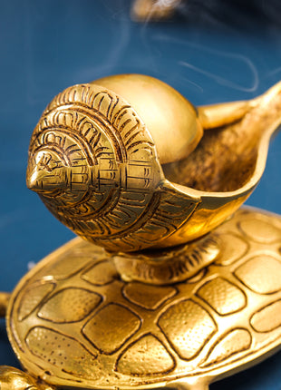 Brass Conch On Tortoise (4.5 Inch)