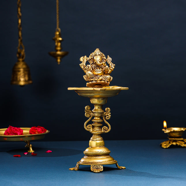 Brass Ganesha Diya/Lamp (12.5 Inch)