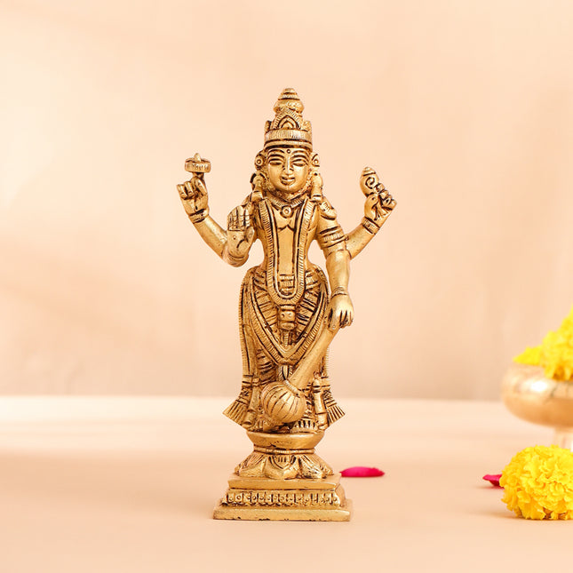 Brass Lord Vishnu Idol (7 Inch)