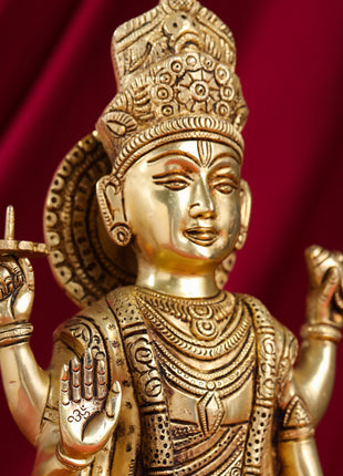Brass Standing Lord Vishnu Statue (17.5 Inch)