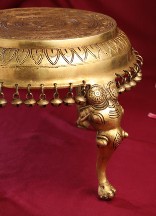Brass Stool With Hanging Bells (9 Inch)