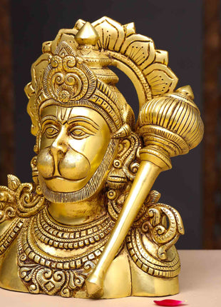 Brass Lord Hanuman Bust Idol (8 Inch)