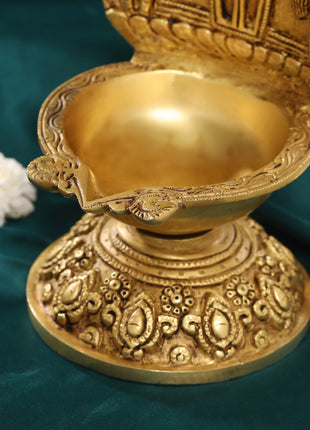 Brass Balaji Shankh Chakra And Namah Diya (9.5 Inch)