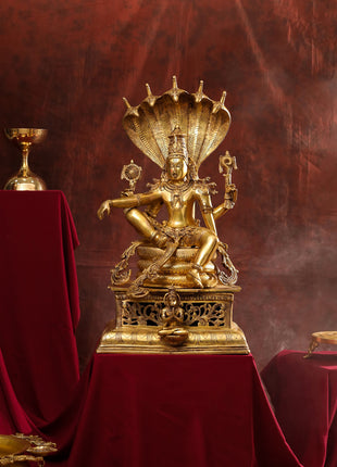 Brass Superfine Sitting Lord Vishnu Idol (28 Inch)