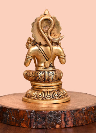 Brass Sitting Hanuman Idol (8 Inch)