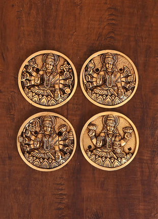 Brass Superfine Ashtalakshmi Wall Hanging Plates Set (3.8 Inch)