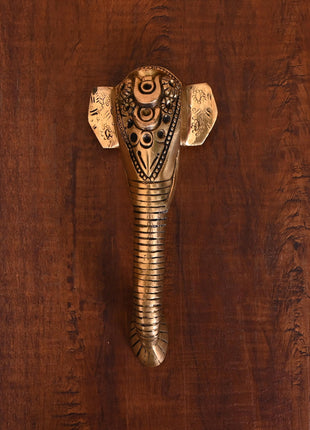 Brass Ganesha Face Door Handle (8.5 Inch)