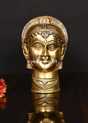 Brass Goddess Parvati Head Idol (7.5 Inch)