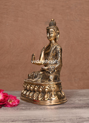 Brass Handcarved Blessing Buddha (8.5 Inch)