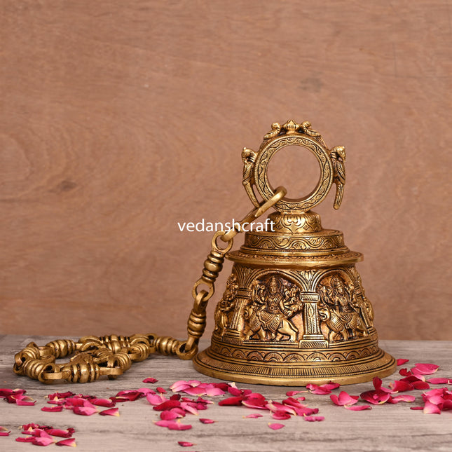 Brass Superfine Durga Wall Hanging Temple Bell (32.5 Inch)