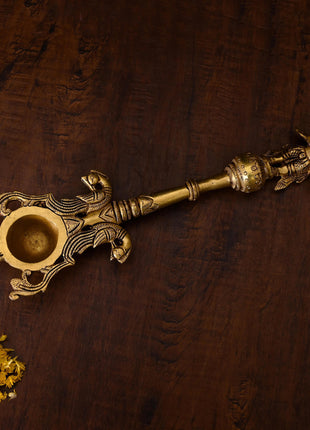 Brass Garuda Ahuti Spoon (10.5 Inch)