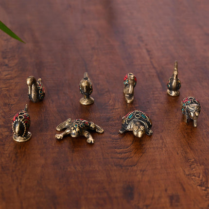 Brass Stone Work Animal Figurine Incense Holder Set