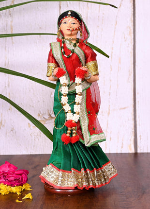 Handmade Rajasthani Bridal Doll In Banarasi Saree (10.5 Inch)