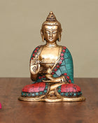 Brass Stone Work Blessing Buddha (5.3 Inch)