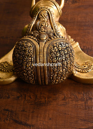Brass Superfine Ganesha With Bell Wall Hanging (15 Inch)