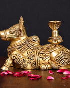 Brass Nandi With Shivling Idol (5.5 Inch)