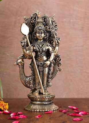 Brass Lord Murugan/Kartikeya Idol (10 Inch)