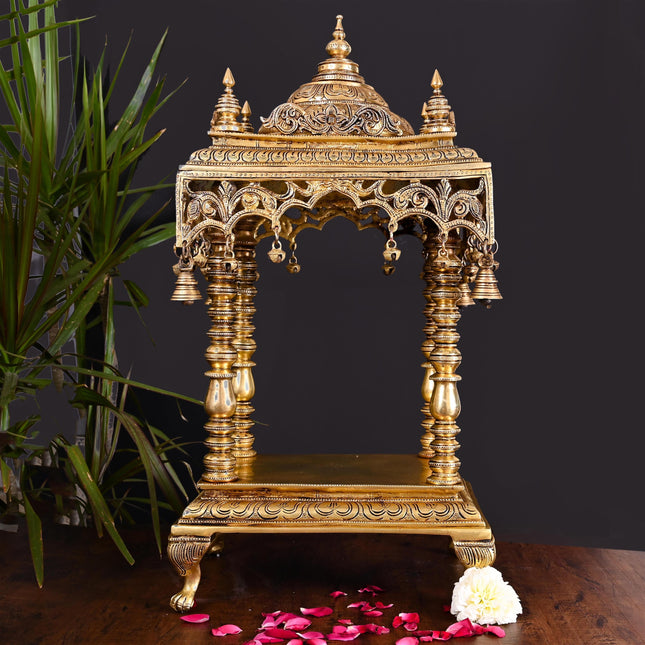 Brass Temple With Hanging Bells (21 Inch)