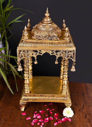 Brass Temple With Hanging Bells (21 Inch)