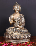 Brass Handcarved Blessing Buddha Home Decor (14.5 Inch)