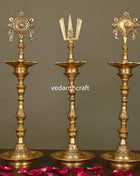 Brass Shankh Chakra And Namah Lamp Set (17 Inch)