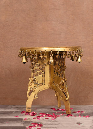 Brass Stool With Hanging Bells (12 Inch)