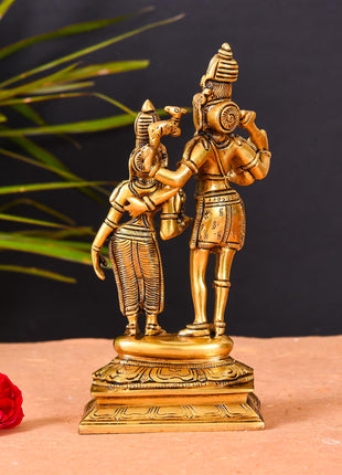 Brass Shiva Parvati Standing Superfine Statue (8.8 Inch)